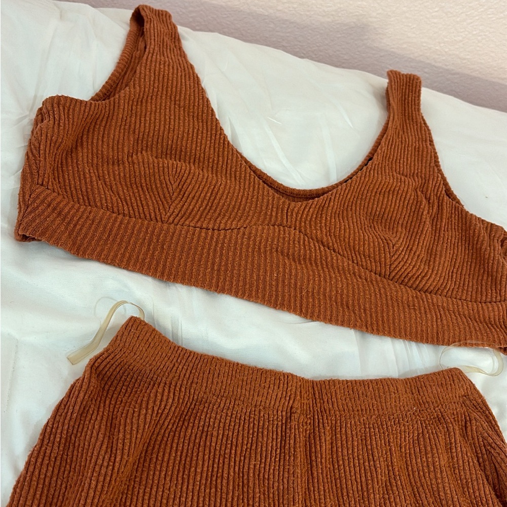 brown two piece matching set